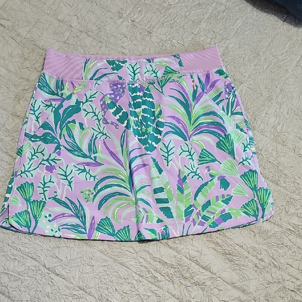 Lilly Pulitzer Pink Tropical Leaf Print Mini Skirt